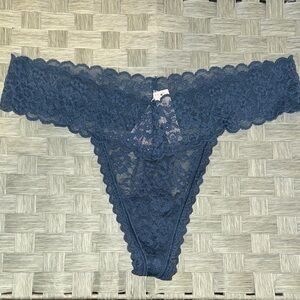 NWT Victoria's Secret Blue Lace Thong Panties